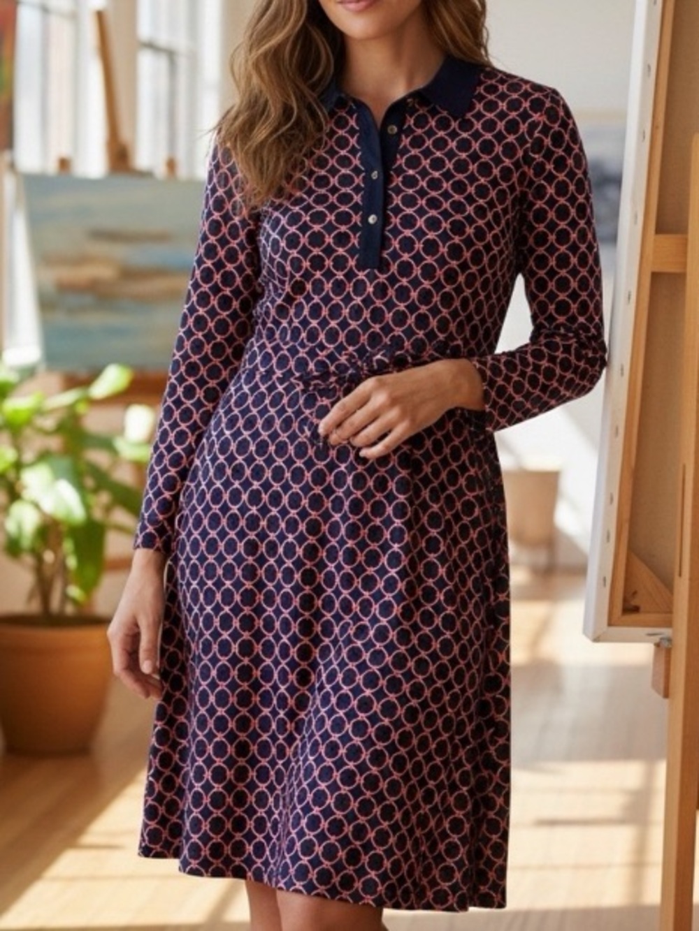 Jude Connally Long Sleeve Tie Waist Printed Dress size XL